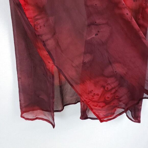 ZAPA Burgundy Sheer Button Up Blouse Womens Large? Artsy Whimsigoth Indie - Picture 3 of 9